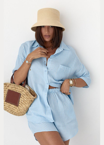 Костюм вільного крою з сорочкою та шортами - рожевий колір Lurex (340917550)