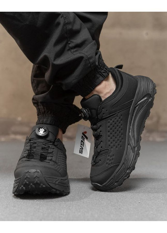 Черные демисезонные мужские кроссовки с автошнуровкой gull black No Brand