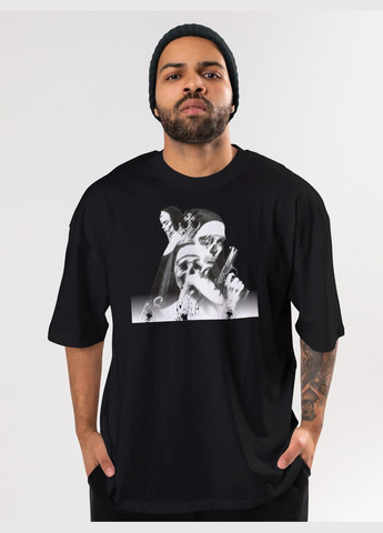 Черная мужская футболка оверсайз urban черная высокая плотность с длинным рукавом Mishe