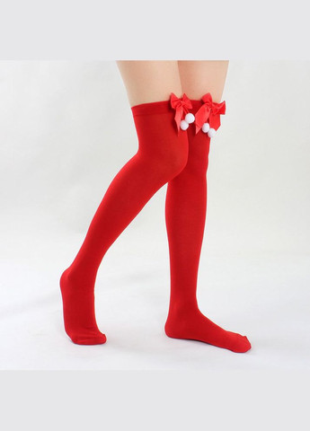 Чулки женские плотные в рождественско-новогоднем стиле цвет красный No Brand Панчохи різдвяний флірт (327890341)