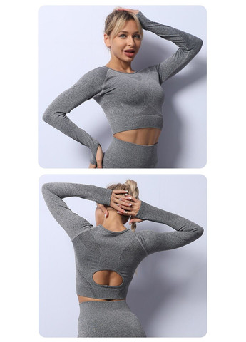 Женский спортивный комплект для фитнеса костюм для спорта бесшовные лосины и лонгслив размер ( ) No Brand (330618825)