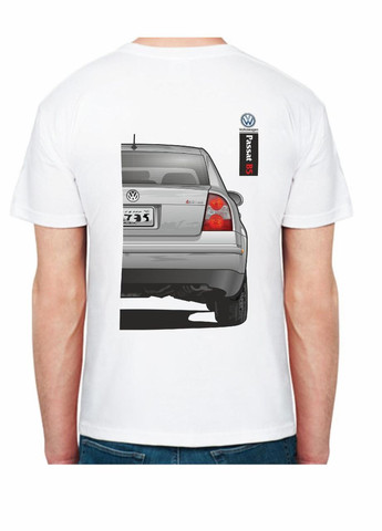 Белая мужская футболка с принтом volkswagen passat b5 fr 107305 белая Avtolife
