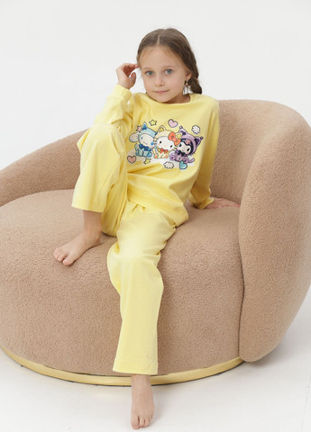 Жовта всесезон дитяча тепла піжама двійка для дівчинки куромі жовта No Brand