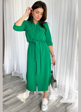 Зеленое деловое, повседневный платье-рубашка Soho однотонное