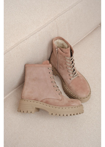 Жіночі зимові замшеві черевики світло-бежевого кольору на високій підошві (відшив 3 дні) Paradize (365968718)