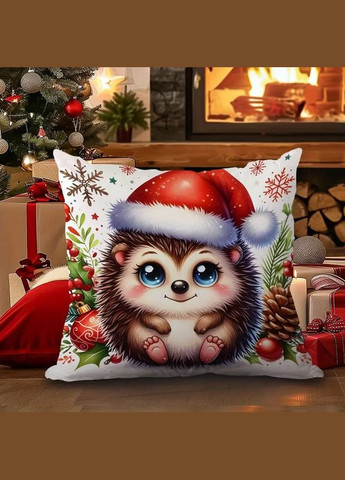 Наволочка новорічна Різдвяна Різдвяна чохол на подушку Новорічний Їжачок 45х45 см No Brand (311310570)