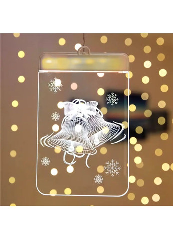 Гірлянда штора з 3D фігурками світлодіодна новорічна святкова з роботою від USB 2,5 м (482120-Prob) Тепла біла Unbranded (370688115)