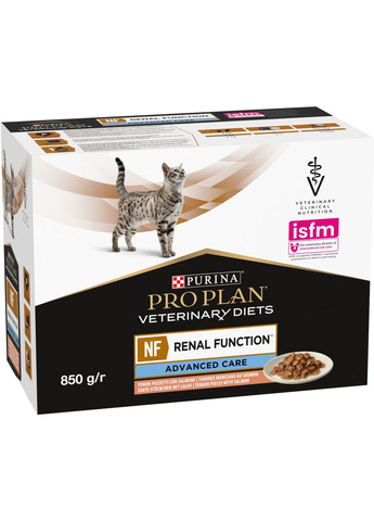 Упаковка вологого корму для кошек Pro Plan Veterinary Diets NF Renal Function Advanced Care патології почек 10 x 85 г Purina (332881075)