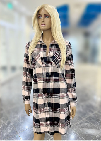 Комбинированное платье- рубашка байка натуральная KOTON