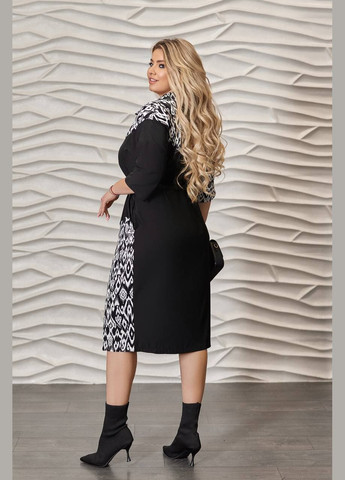 Черно-белое женское платье рубашка бирюзового цвета New Trend