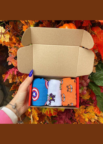 Комбіновані набір жіночих шкарпеток 36-41 на 3 пари з мультяшним малюнком у коробці Vakko (307715002)