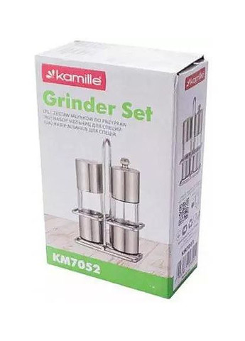 Набор для специй перцемолка и солонка на подставке из нержавеющей стали для кухни и стола Kamille (368988415)
