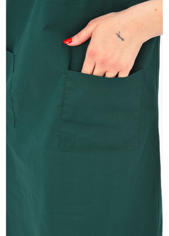 Темно-зелена кежуал сукня жіноча однотонна темно-зеленого кольору з баскою Let's Shop однотонна