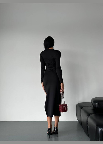 Черное праздничный, коктейльное, вечернее платье футляр Garna однотонное