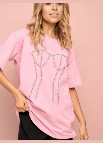 Футболка жіноча зручна модною яскравою аплікацією камінчиками малюнок бікіні колір чорний No Brand Футболка Grace - (326494029)