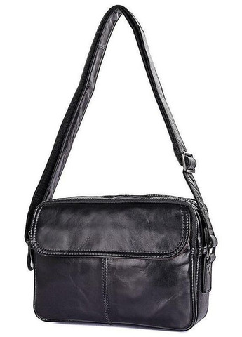 Сумка почтальонка через плечо мужская из натуральной кожи маленькая для документов и для телефона Черный 35837 John McDee (337466295)