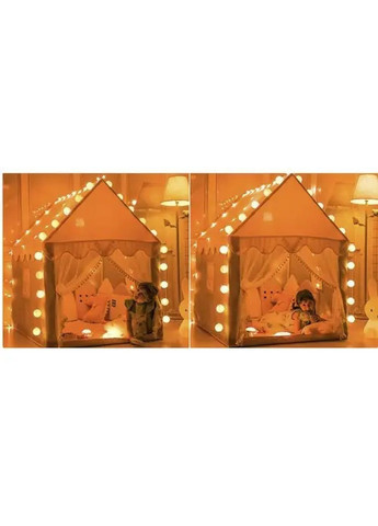 Дитячий ігровий намет будиночок з гірляндою лампочками 20 штук для дітей дівчаток 130х100х115 см (477140-Prob) Рожева Unbranded (294908248)