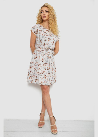 Сіро-бежева сукня з принтом, колір світло-сірий, Ager