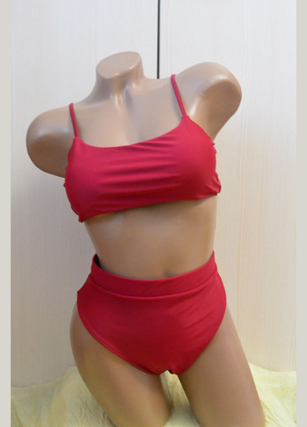 Бордовый демисезонный женский купальник с завышенной талией (арт.60218) No Brand