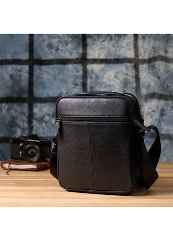 Вертикальна чоловіча сумка з натуральної шкіри 22967 Чорний Vintage (361679884)
