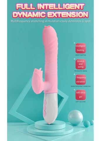 Вібратор - Silicone Vibrator USB 7 Function and Thrusting Function / Heating Pink BOYS of TOYS (397293841)
