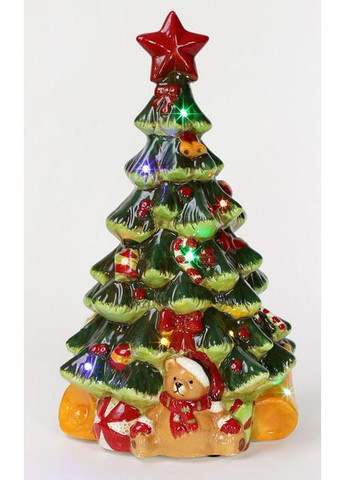 Декоративна музична статуетка Ялинка з LED-підсвічуванням 38см кераміка новорічний сувенір Різдвяна іграшка Bona (368977623)