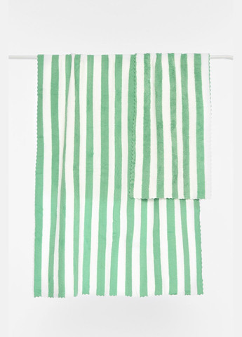 Набор полотенец из микрофибры банное+для лица зелено-белого цвета Let's Shop полоска зеленый