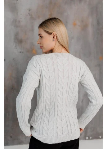 Белый демисезонный вязаный женский джемпер ассоль с люрексом Art Knit