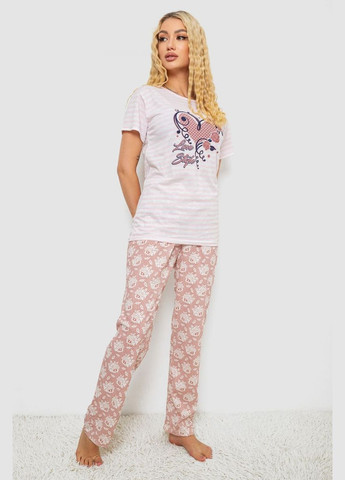 Пудровая всесезон пижама женская с принтом Fashion