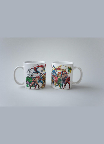 Кружка з принтом "Герої Марвел" 330 мл Біла No Brand (324264524)