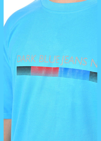 Блакитна футболка чоловіча батальна блакитного кольору Let's Shop