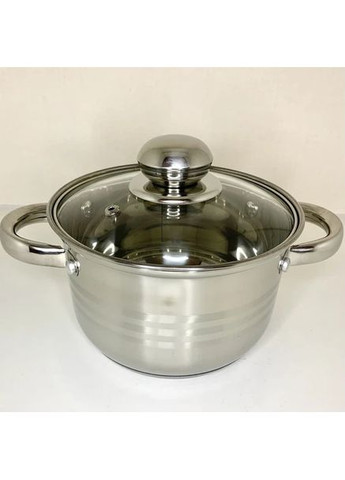 Кастрюля 2166 из нержавеющей стали 2.9 л с крышкой из термостойкого стекла. A-Plus (356129889)