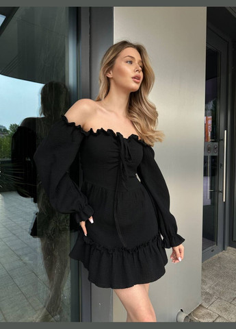 Черное кэжуал платье N.Family однотонное