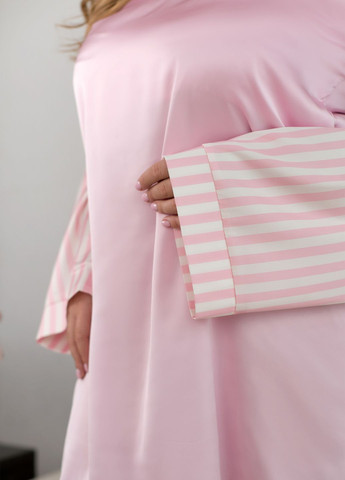 Світло-рожевий демісезонний домашній комплект халат та комбінація No Brand