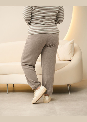 Бежевая всесезон пижама женская кофта+штаны серая в рубчик размер 2xl, 3xl, 4xl, 5xl кофта + брюки Nicoletta Піжама