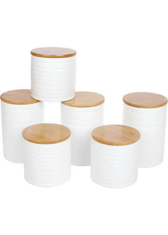 Набор банок Merceyl "Линии" 3 банки по 800мл керамические с бамбуковыми крышками Bona (372170904)