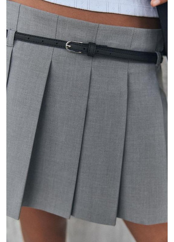 Серая шорты-юбка с бантовыми складками и ремнём Zara