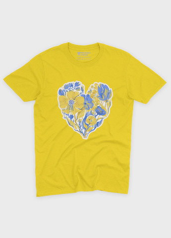 Желтая демисезонная футболка для мальчика с патриотическим принтом сердце (ts001-4-sun-005-1-103-b) Modno