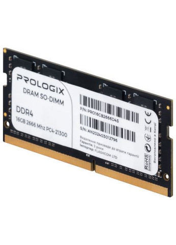 Модуль для ноутбука (PRO16GB2666D4S) Prologix SoDIMM DDR4 16GB 2666 MHz (366699650)