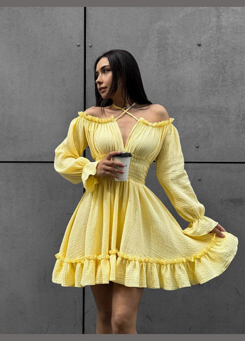 Желтое кэжуал платье N.Family однотонное