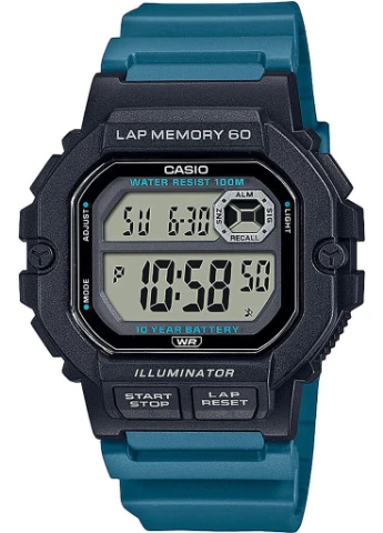 Электронные мужские наручные часы WS-1400H-3A, полимерный ремешок, WR 100 Casio (392110934)