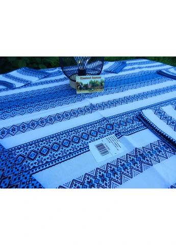 Синяя вышитая скатерть с салфетками No Brand (381469371)