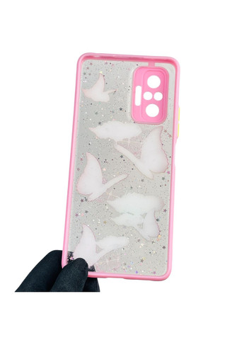 Чехол для Redmi Note 10 Pro 4G с блёстками с бабочками на сяоми редми нот 10 про 4г розовый Xiaomi (366386284)