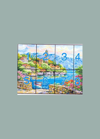 Набор для вышивания по нанесённой на канву схеме "Seaside clock tower". AIDA 14CT printed, 54*43 см Joy Sunday (313612977)