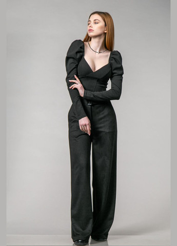 Чорна блуза-корсет з довгим рукавом CHICLY