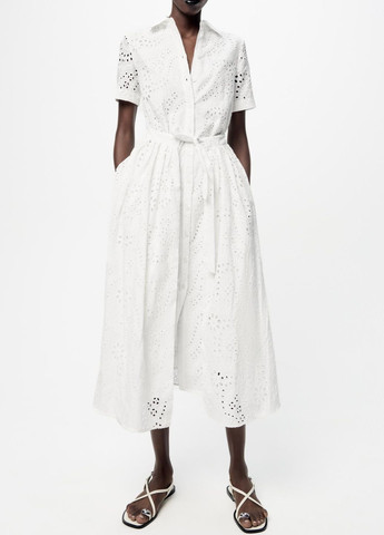 Белое повседневный платье Zara с орнаментом