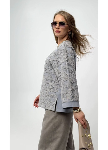 Серая трикотажная элегантная блуза серого цвета - ua42 / eu36 Iren Klairie