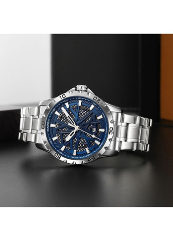 Годинник кварцовий чоловічий сріблястий з люмінесцентним підсвічуванням класичні водонепроникні 30м ProDobro (367266014)