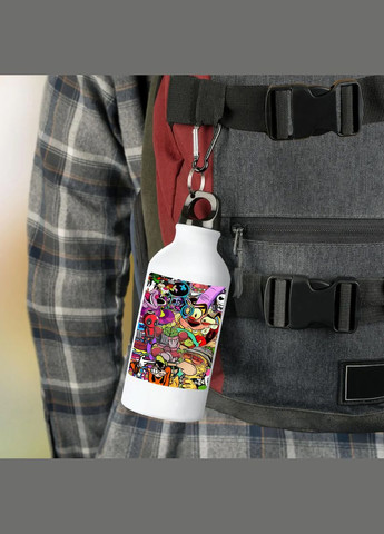 Фляга (бутылка) для воды с карабином (Туристическая, Для кемпинга, Для спорта) #06 500 мл Белый No Brand (323639911)