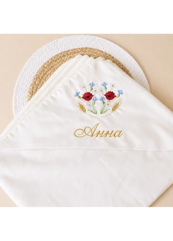 Крыжмо именное с цветами минки 90х80 см Молочный Boka (395008706)